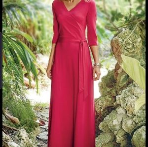 Soft Surroundings salvadora red wrap maxi dress la